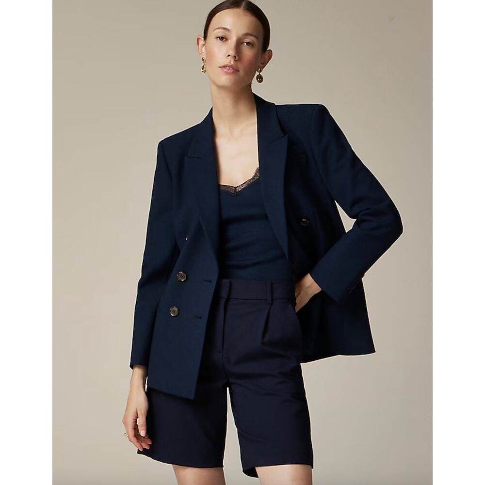 J.Crew Double Breasted Blazer Jacket Four Season Stretch Womens Navy US 20 NWT